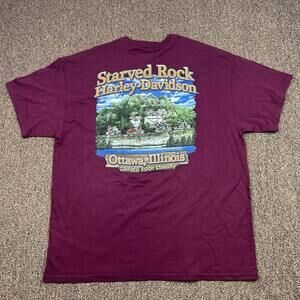Harley Davidson Starved Rock Ottawa Illinois Red Biker Shirt Size 2XL NWT